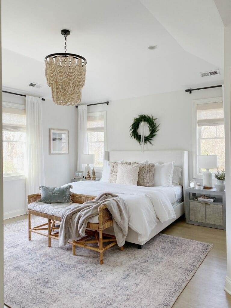 green wreath in bedroom
