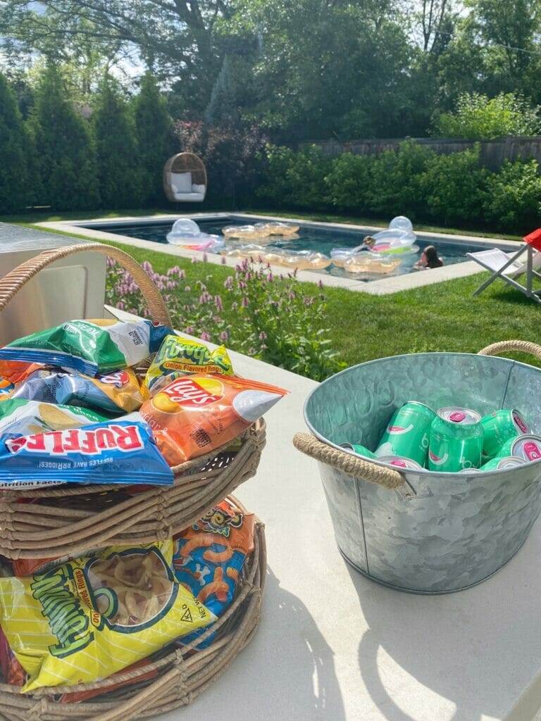 Backyard pool party, outside entertaing