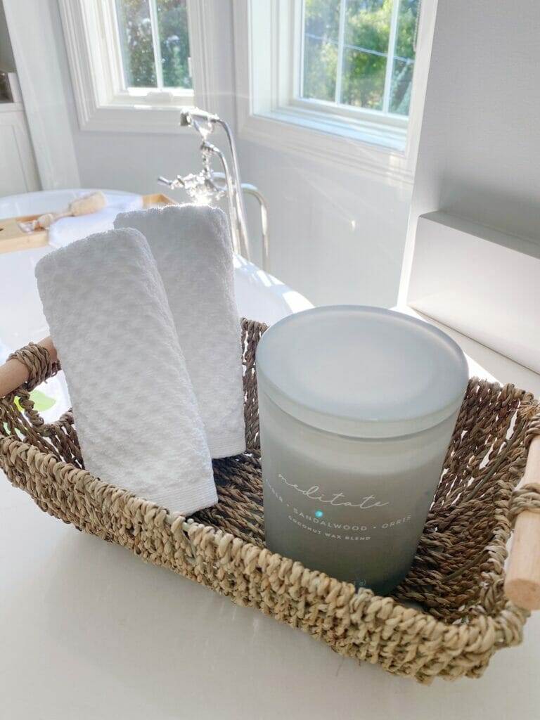 bathroom vanity organization | A Luxury Spa Retreat with Affordable Finds from Walmart