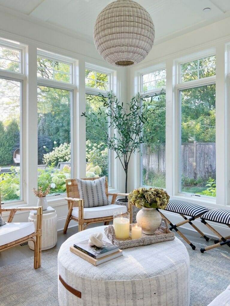 living room with large windows